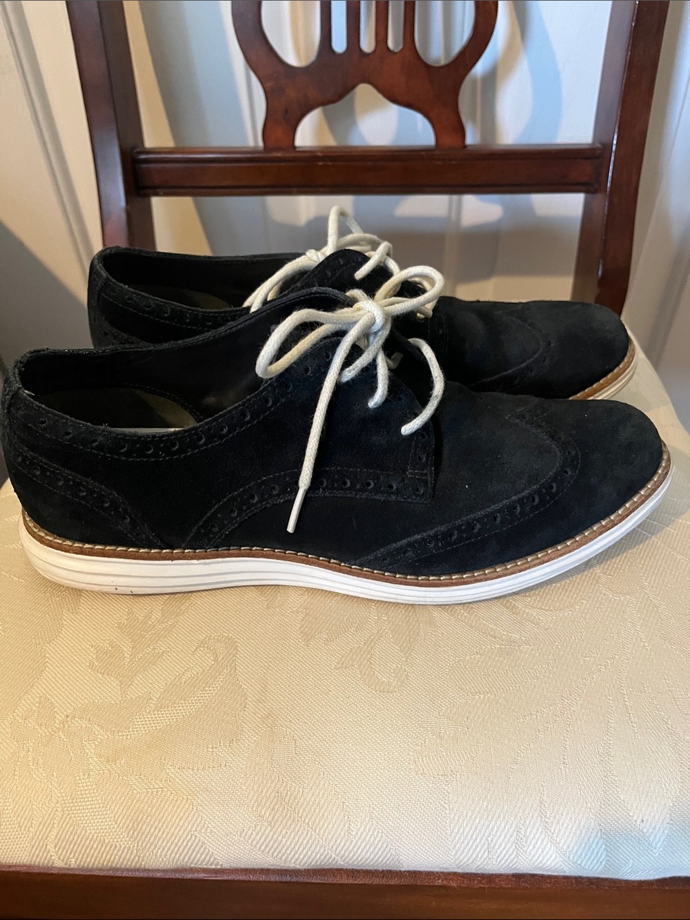 Cole Haan OriginalGrand Black Suede Wingtip Oxford Shoes Women’s Size 8